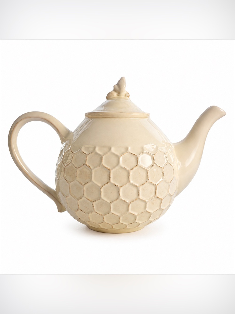 Demdaco Silvestri Hand Painted Teapot Honey Bee Bumblebee Rustic Honeycomb w Lid